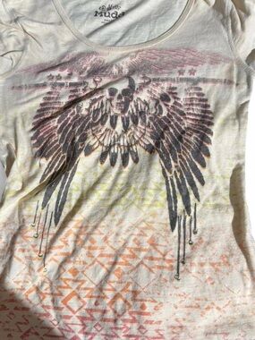 Mudd Cream Tee with Dark Purple Logo Print